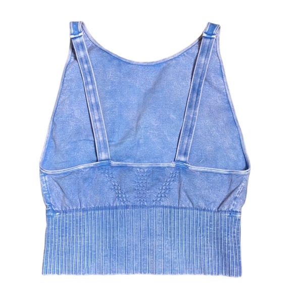 FREE PEOPLE GOOD KARMA HIGH NECK CROP TOP SOLD OUT STYLE! Light BLUE M L - Picture 3 of 10
